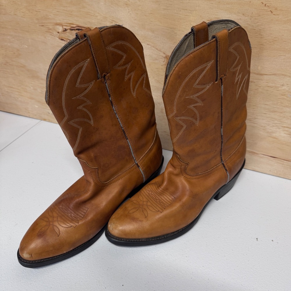 Vintage Durango Cowboy Boots Mens 12 EE Tan Leather Western Pointed Toe TR 702